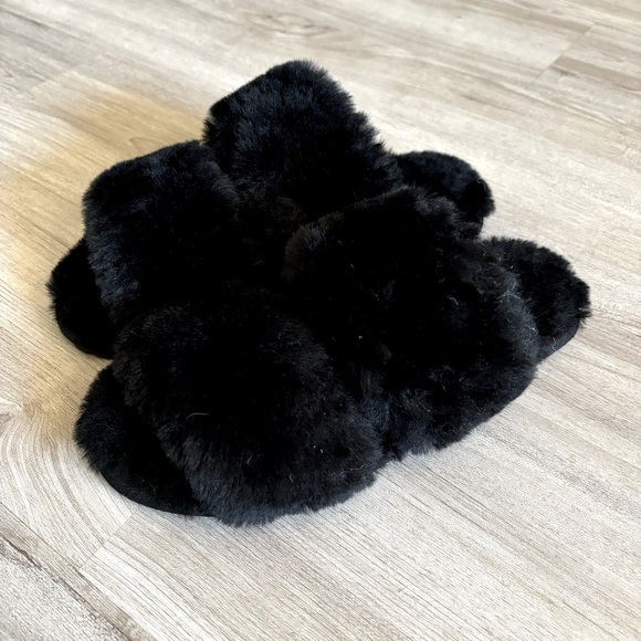 EMU Australia Slippers Women’s Size 7 Morphett Sheepskin Flats‎ Slip On Black - Picture 1 of 9